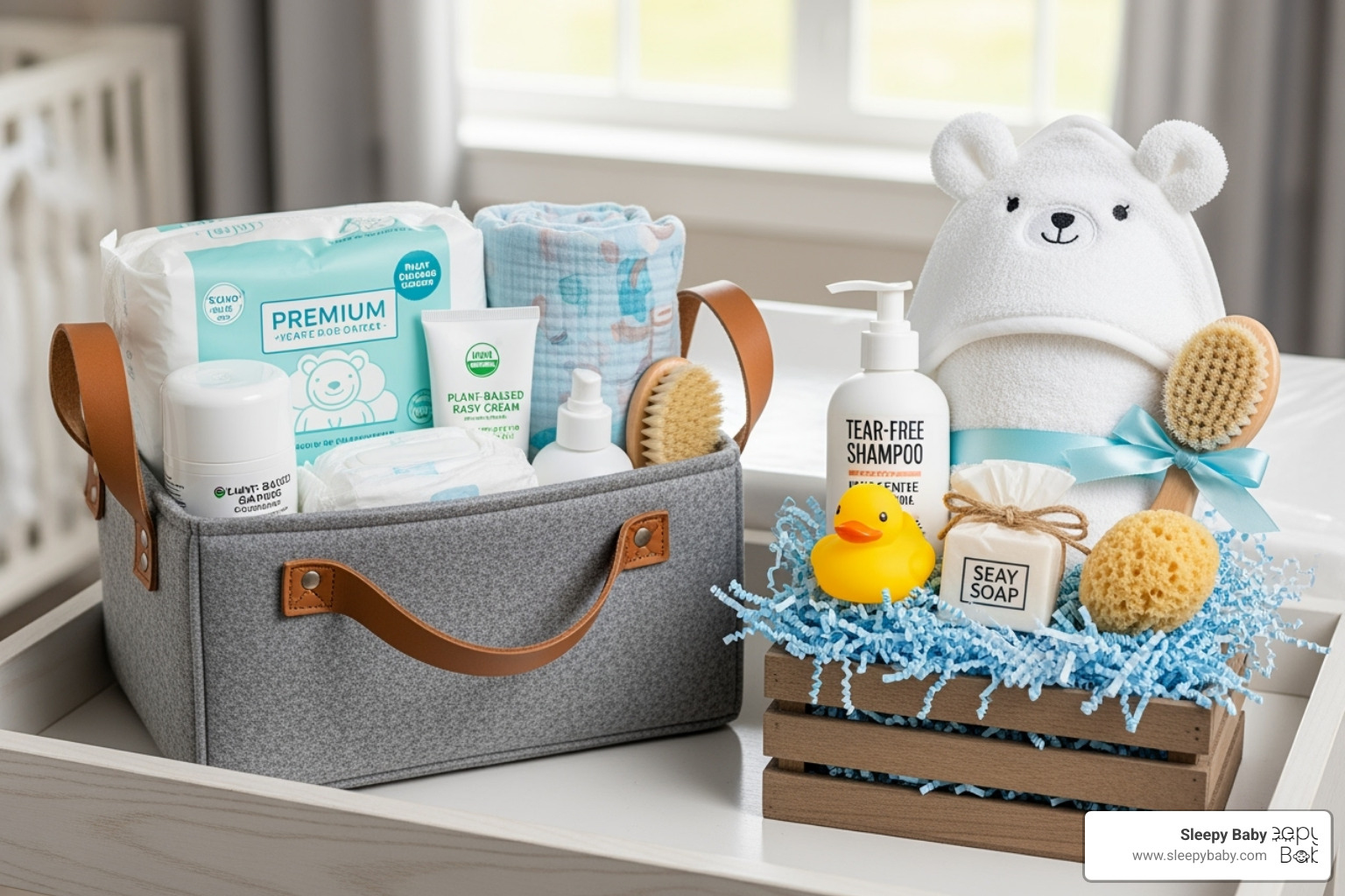 stylish diaper caddy and a bathtime gift set - top 10 baby shower gifts stylish diaper caddy and a bathtime gift set - top 10 baby shower gifts