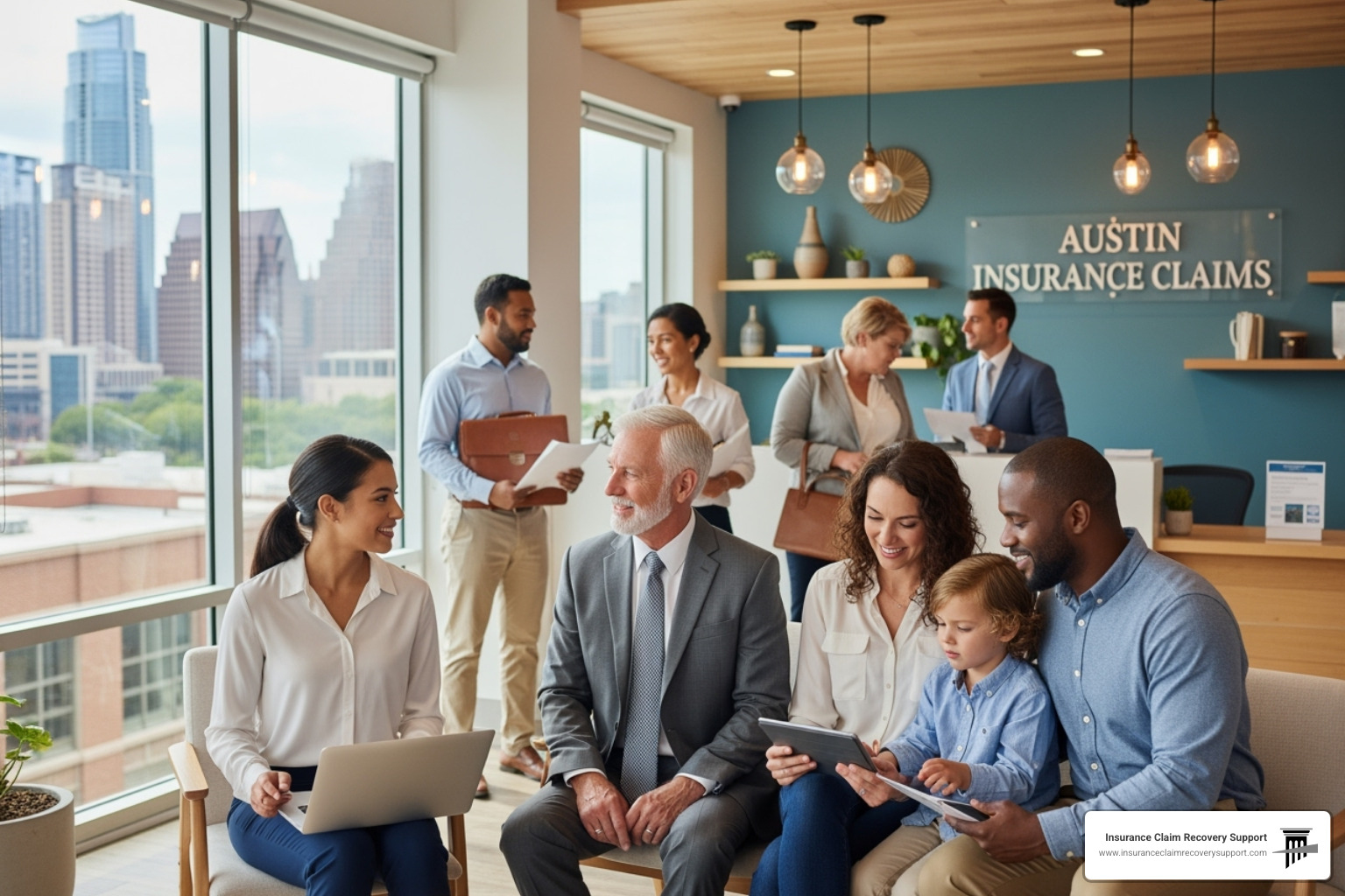 magnifying glass over an insurance policy document - insurance claim process Austin