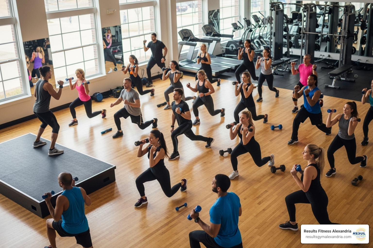 A person in athletic wear consults with a friendly fitness instructor in a gym setting, pointing to a class schedule - gym with fitness classes