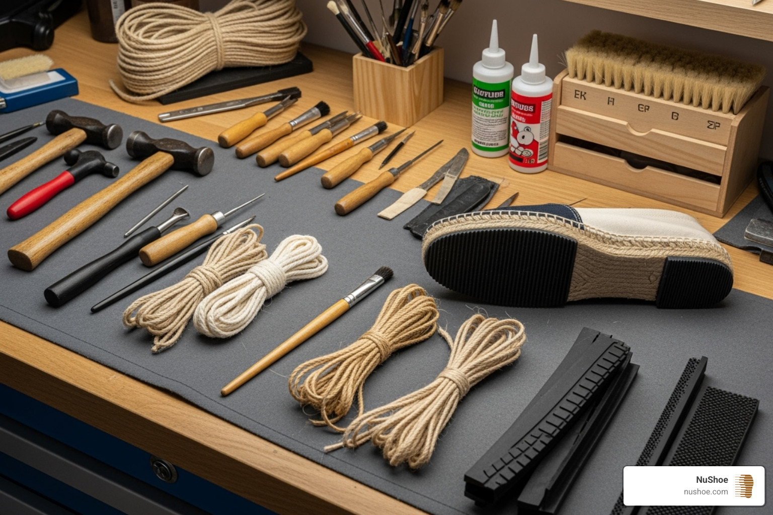 espadrille repair workstation - espadrille sole repair espadrille repair workstation - espadrille sole repair