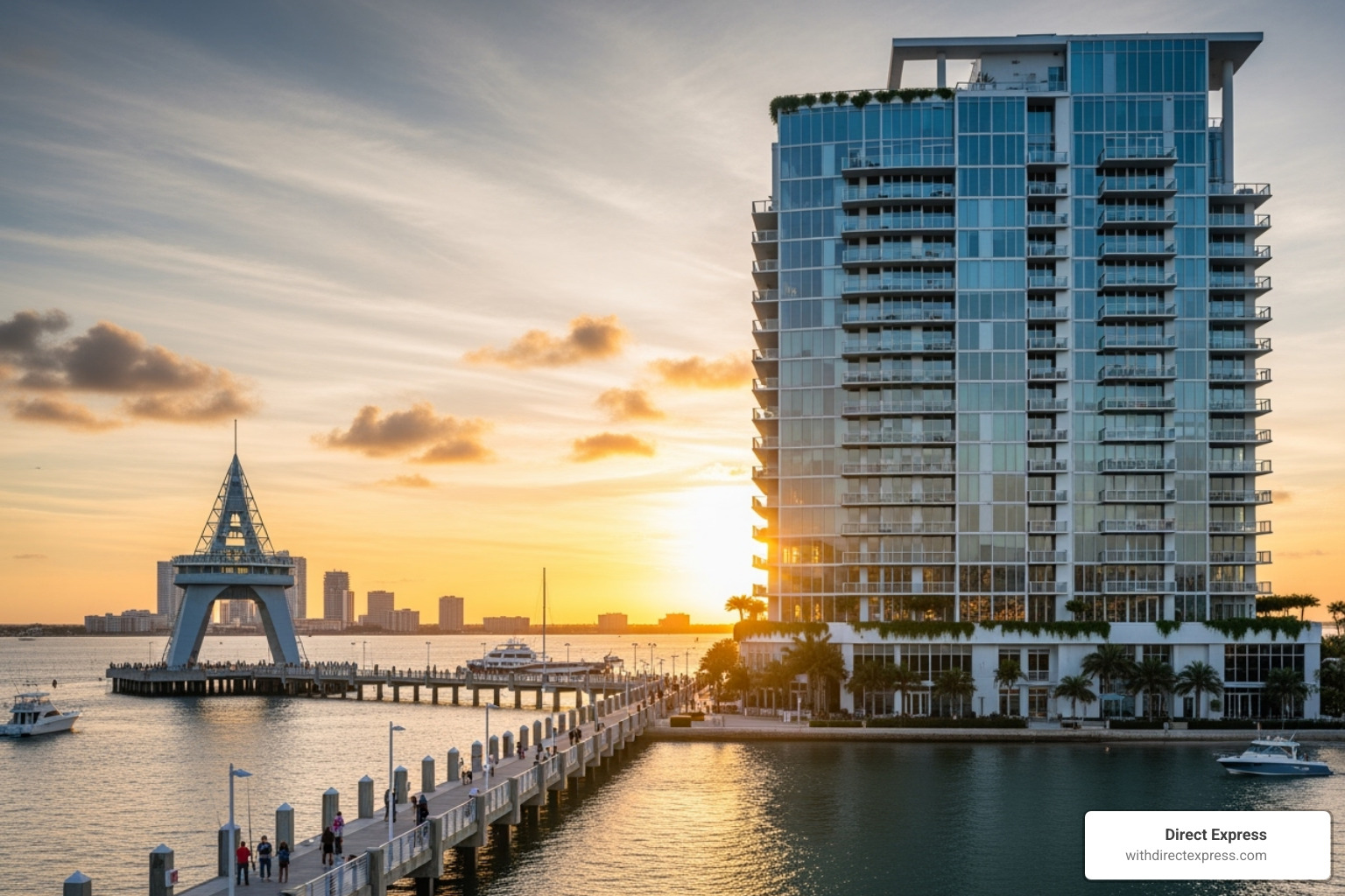 New construction condominium tower overlooking the St. Pete pier - New home construction St. Petersburg