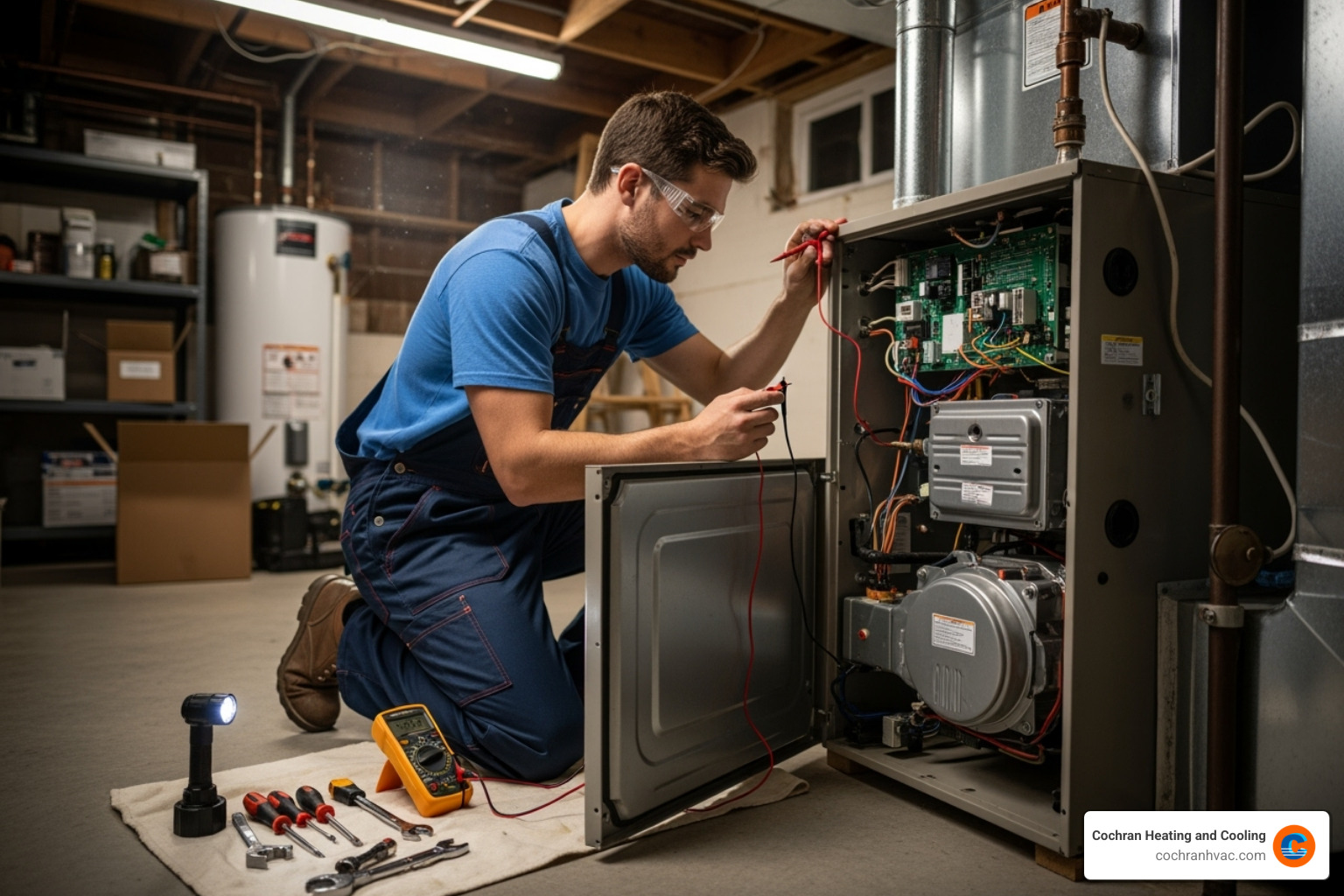 technician performing a maintenance check on a furnace - best hvac westmoreland county technician performing a maintenance check on a furnace - best hvac westmoreland county