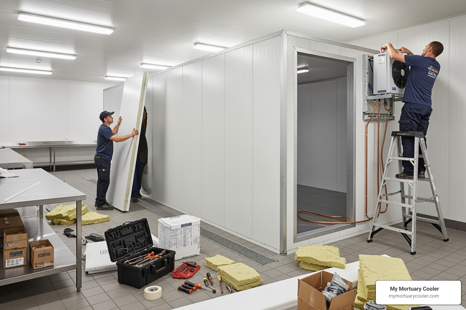 walk-in cooler being installed - used walk in cooler