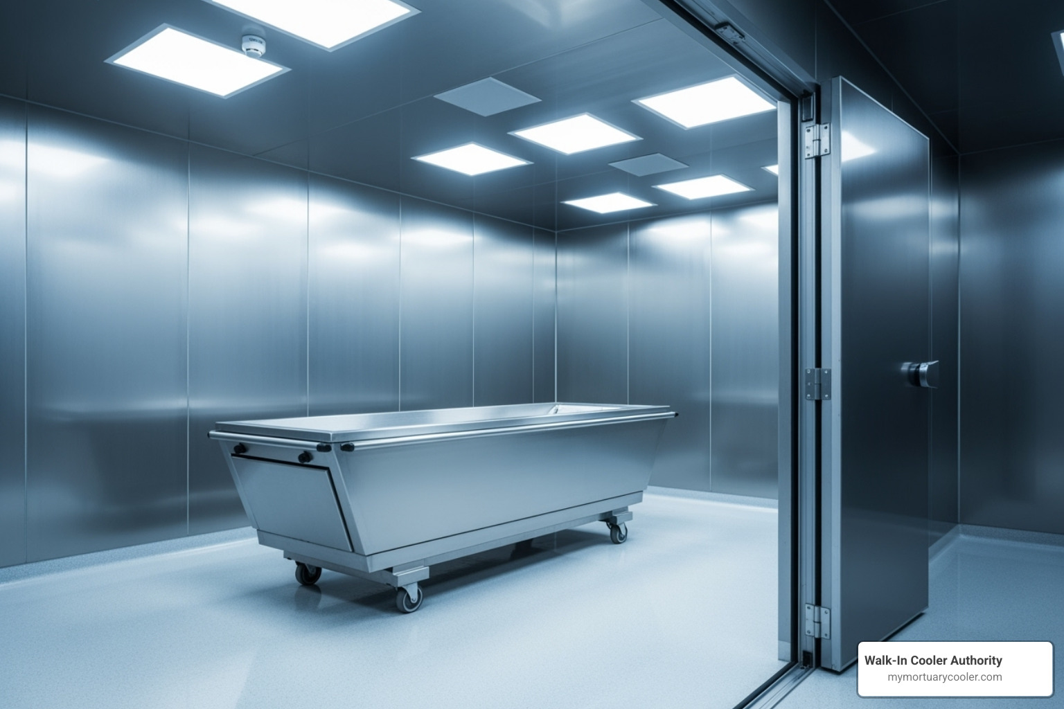 easy-to-clean seamless interior - morgue freezer
