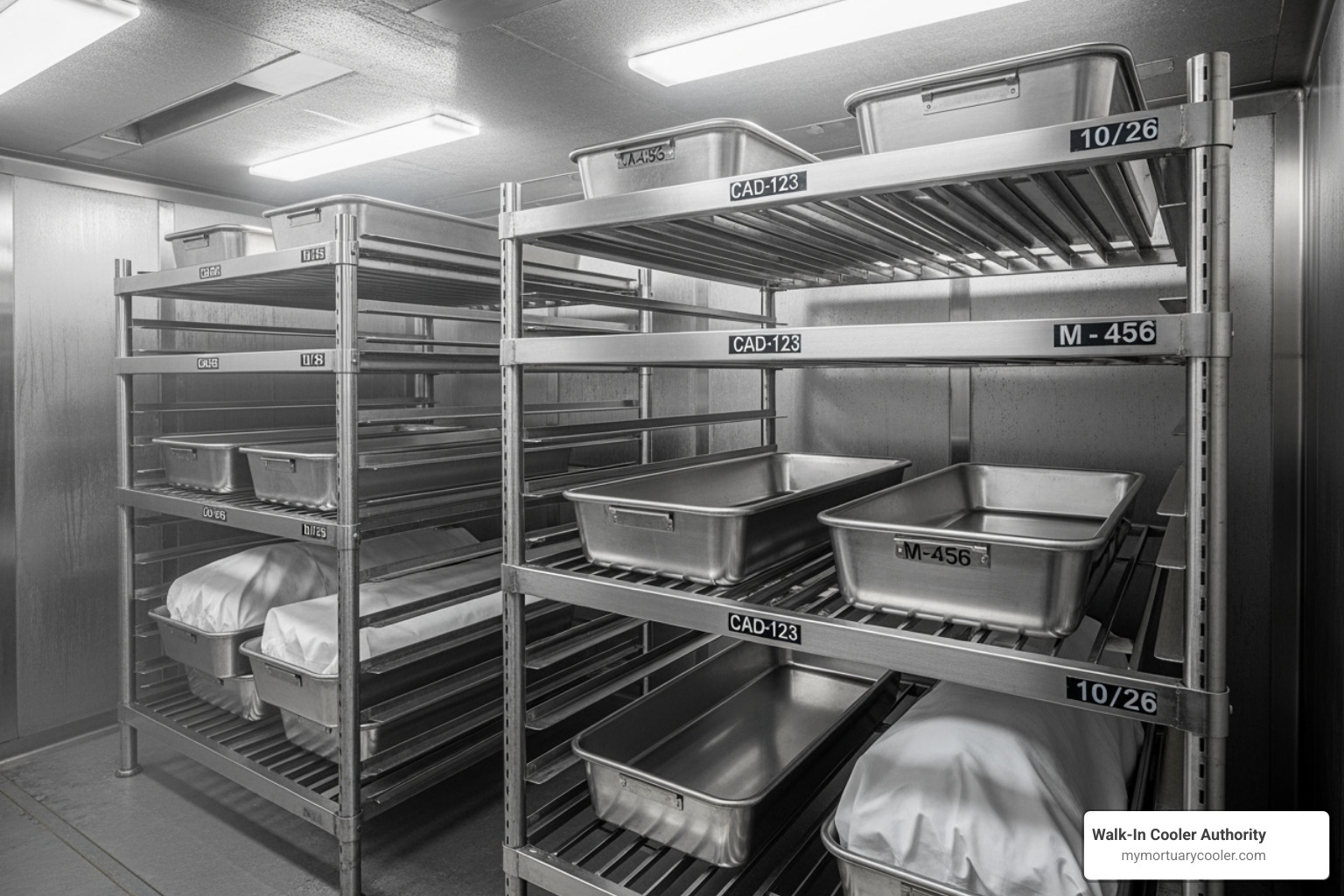 customized shelving rack system - morgue freezer