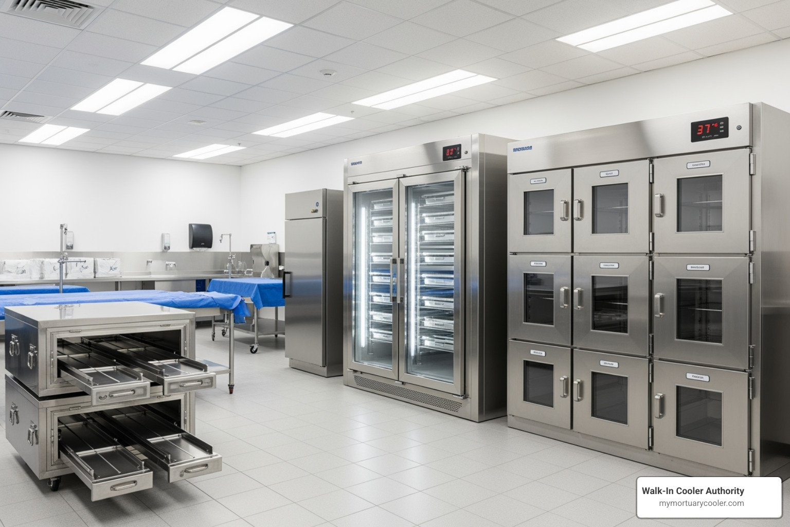 variety of mortuary cooler styles - mortuary cooler