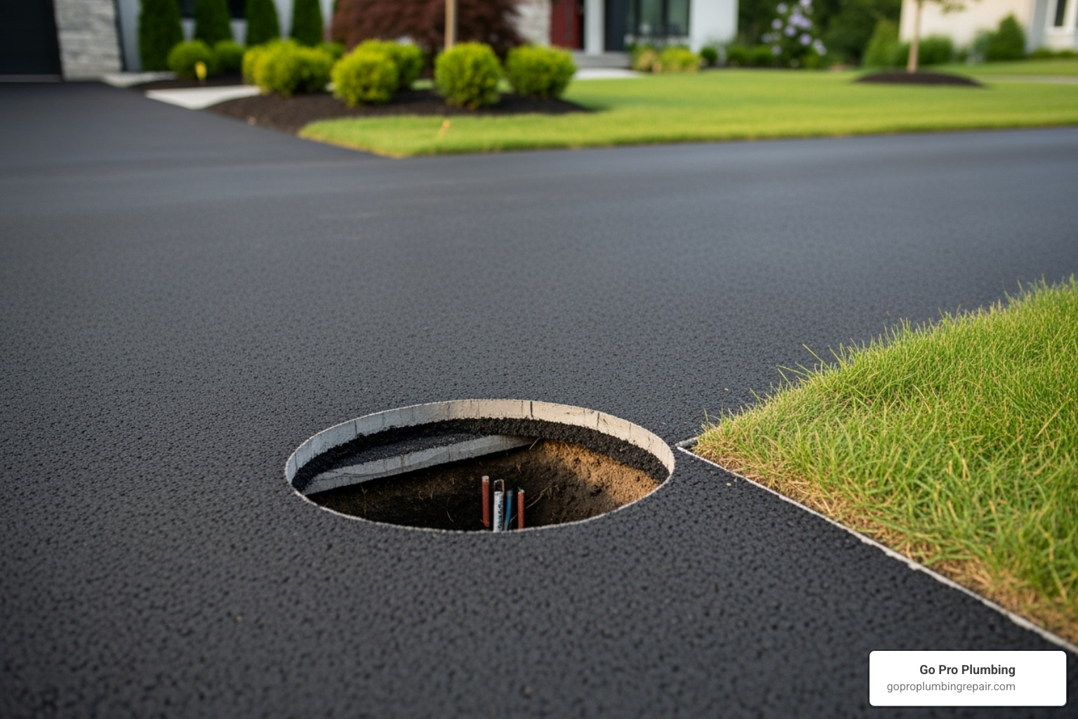 newly paved driveway saved by trenchless repair - how does trenchless sewer line replacement work newly paved driveway saved by trenchless repair - how does trenchless sewer line replacement work