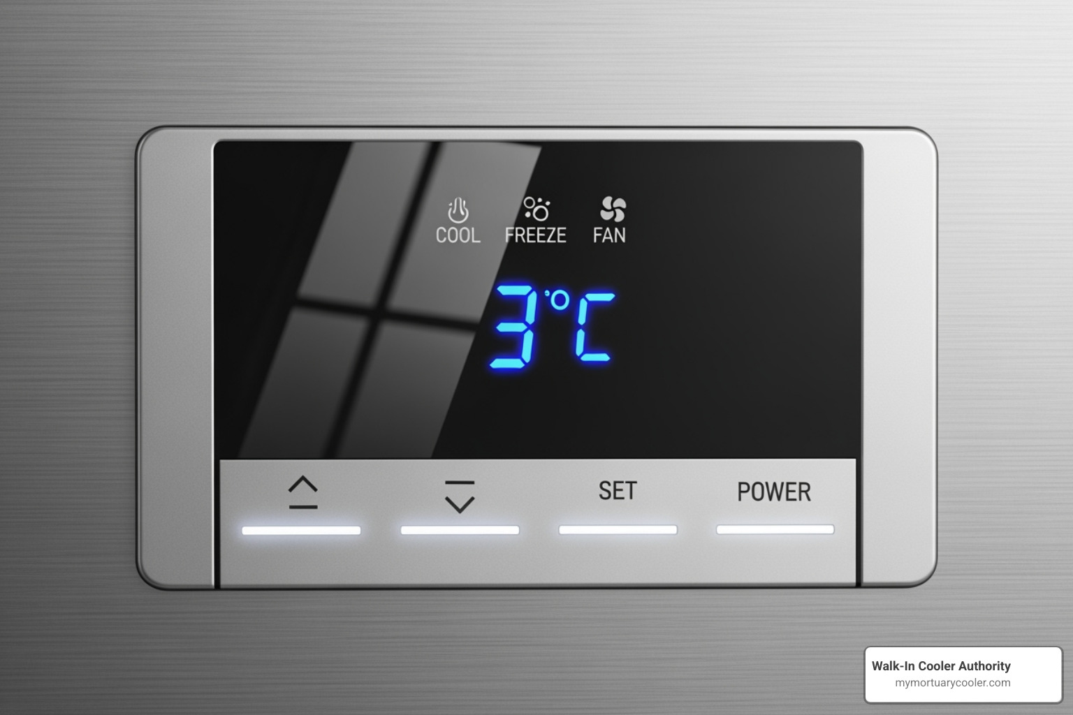 digital temperature control panel on a stainless steel cooler - Funeral Home Cooler: Complete Buyer's Guide (2025/2026)