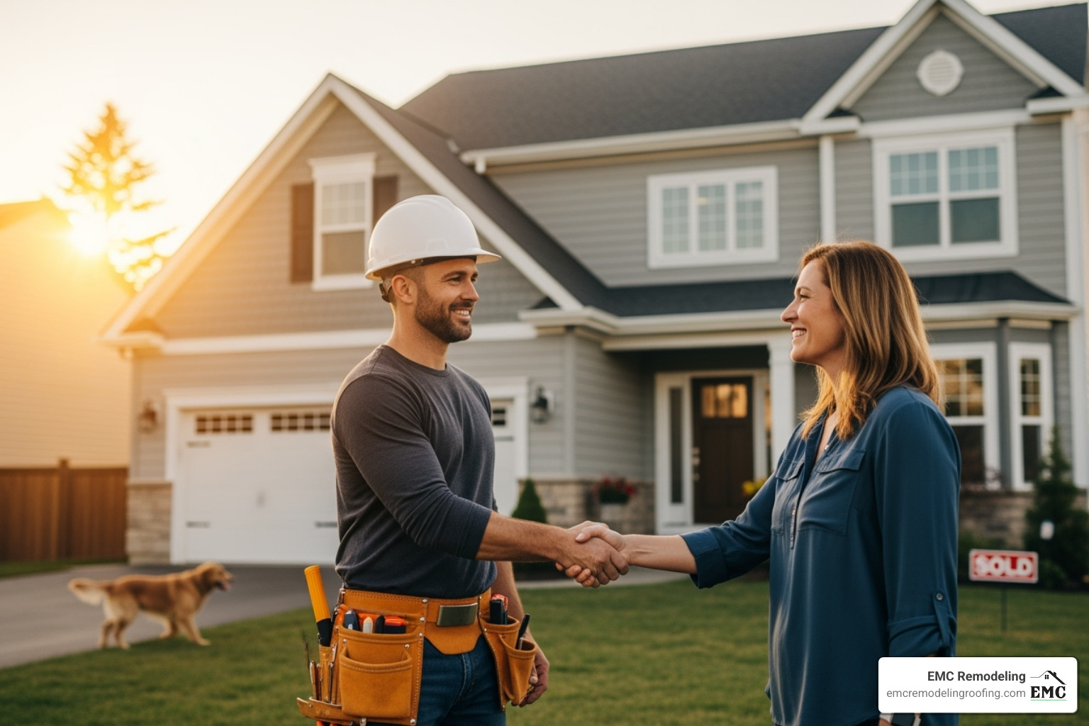 contractor shaking hands with homeowner - gutters temple tx contractor shaking hands with homeowner - gutters temple tx
