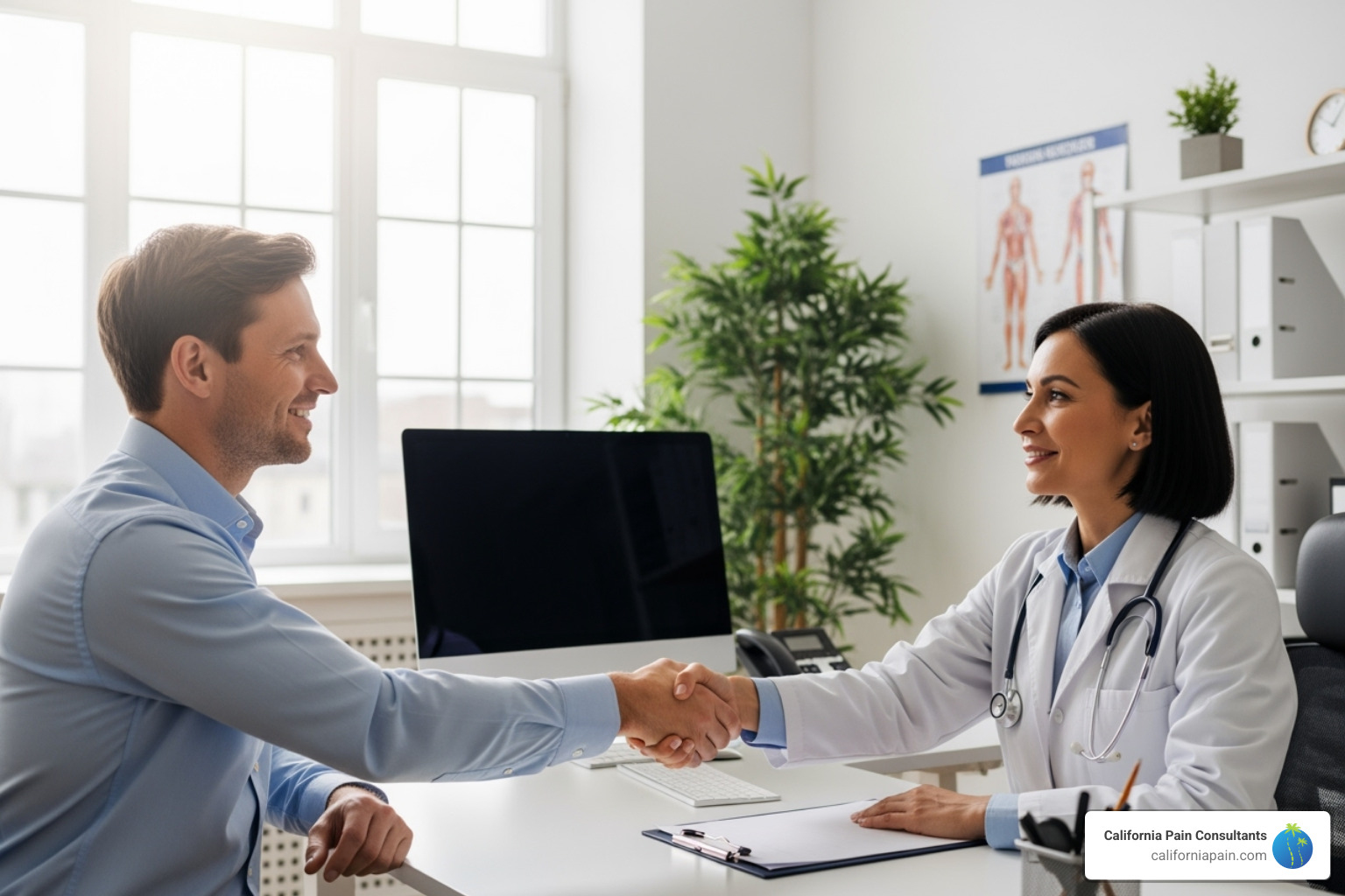 person confidently shaking hands with a healthcare provider - holistic doctor person confidently shaking hands with a healthcare provider - holistic doctor
