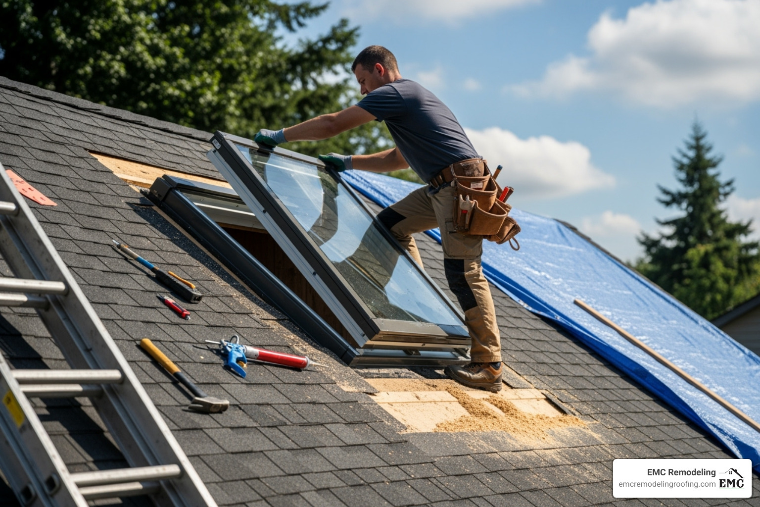 new skylight being installed on a roof - cost to replace entire roof structure new skylight being installed on a roof - cost to replace entire roof structure