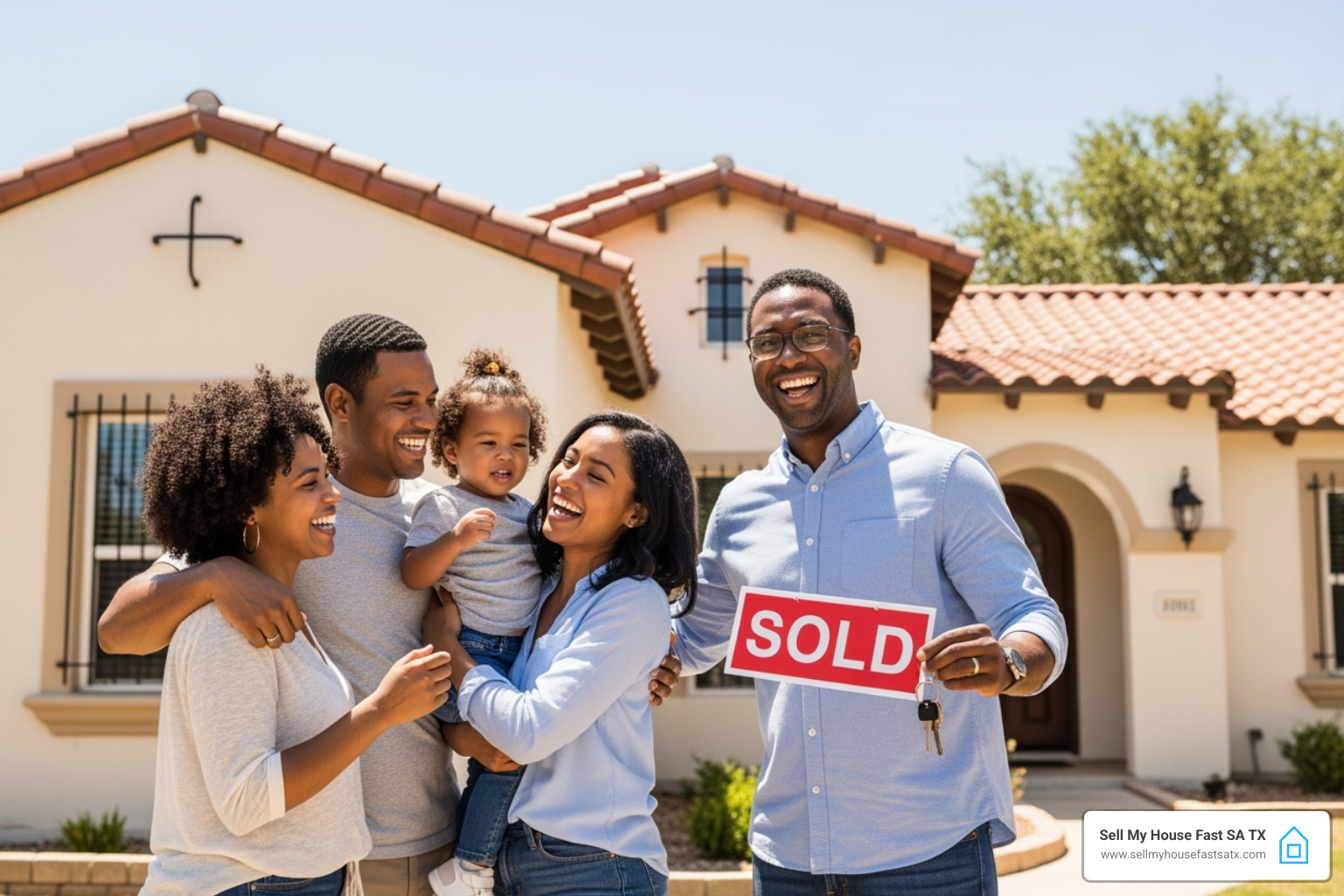 San Antonio family celebrating selling their house - should i sell my house or rent it out San Antonio family celebrating selling their house - should i sell my house or rent it out