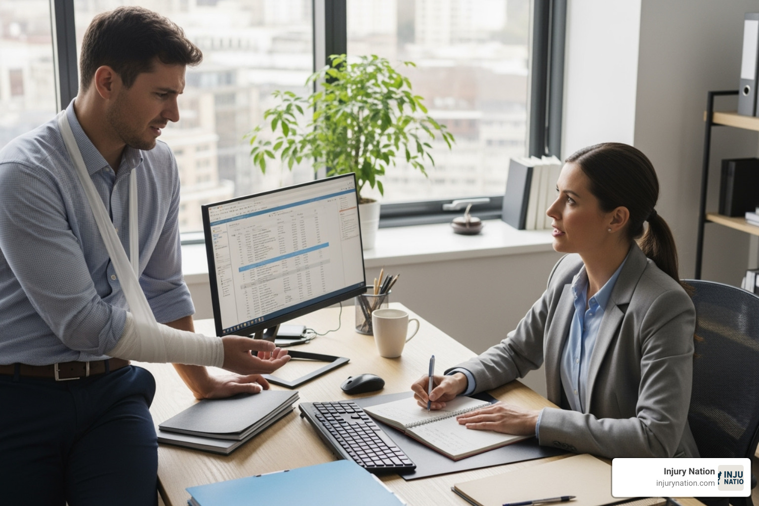 An injured employee reporting an incident to a supervisor - fall at work attorney