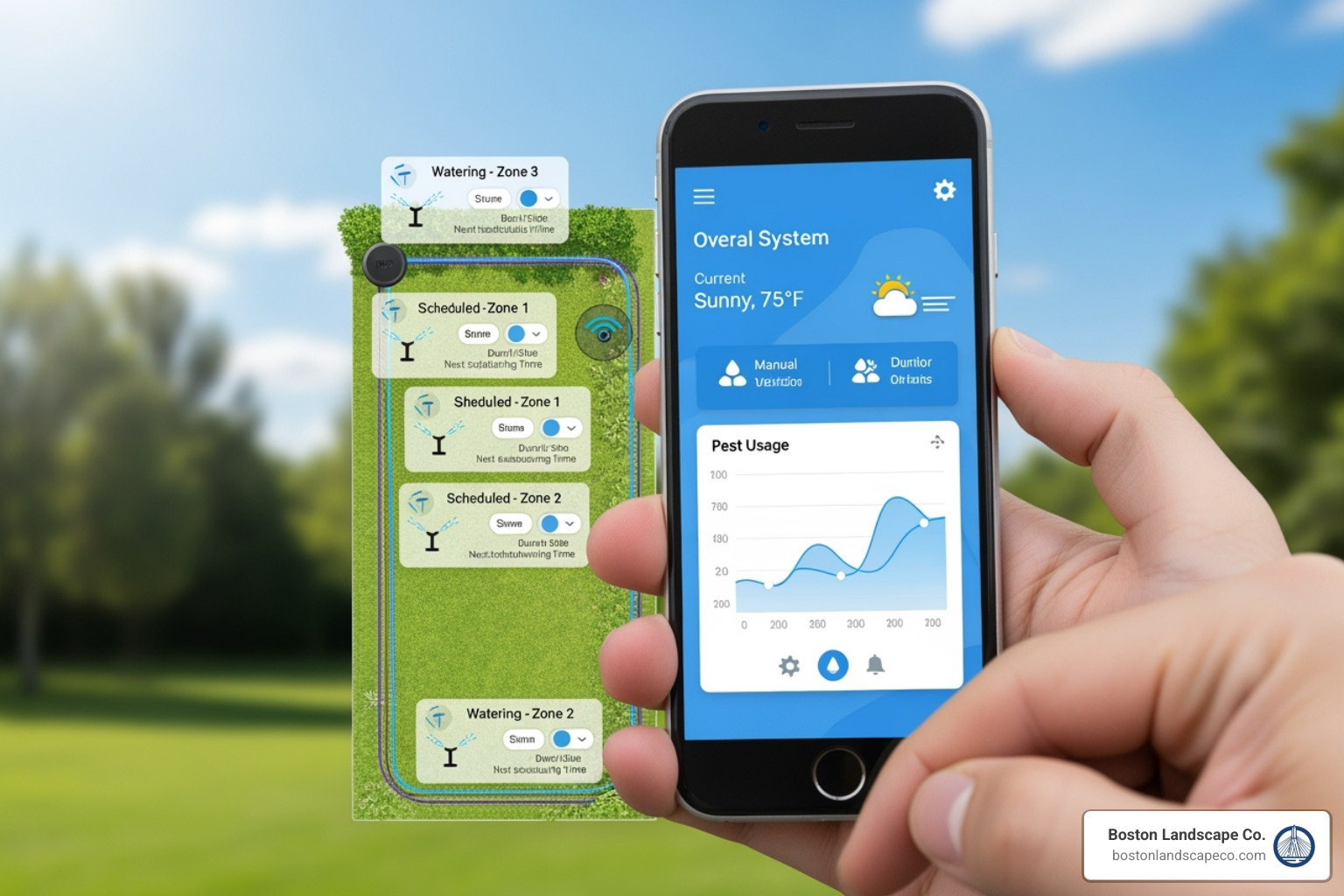 Smart irrigation system controller on a smartphone - Commercial Landscape Maintenance