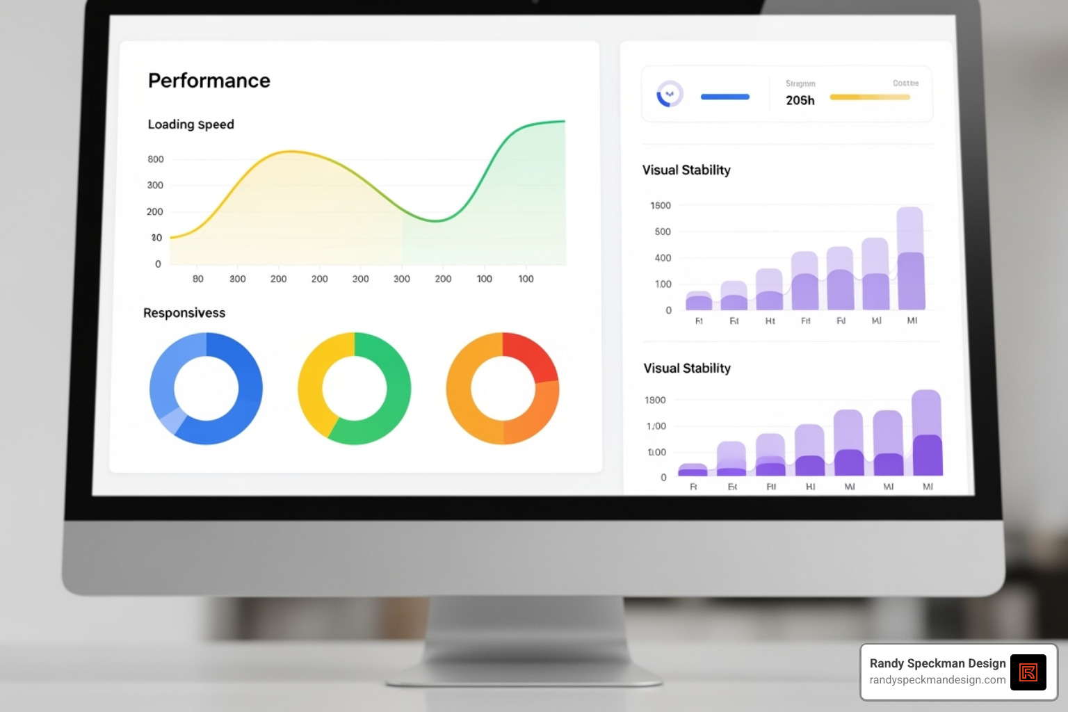 Performance dashboard showing Core Web Vitals scores and other metrics - Improve website performance