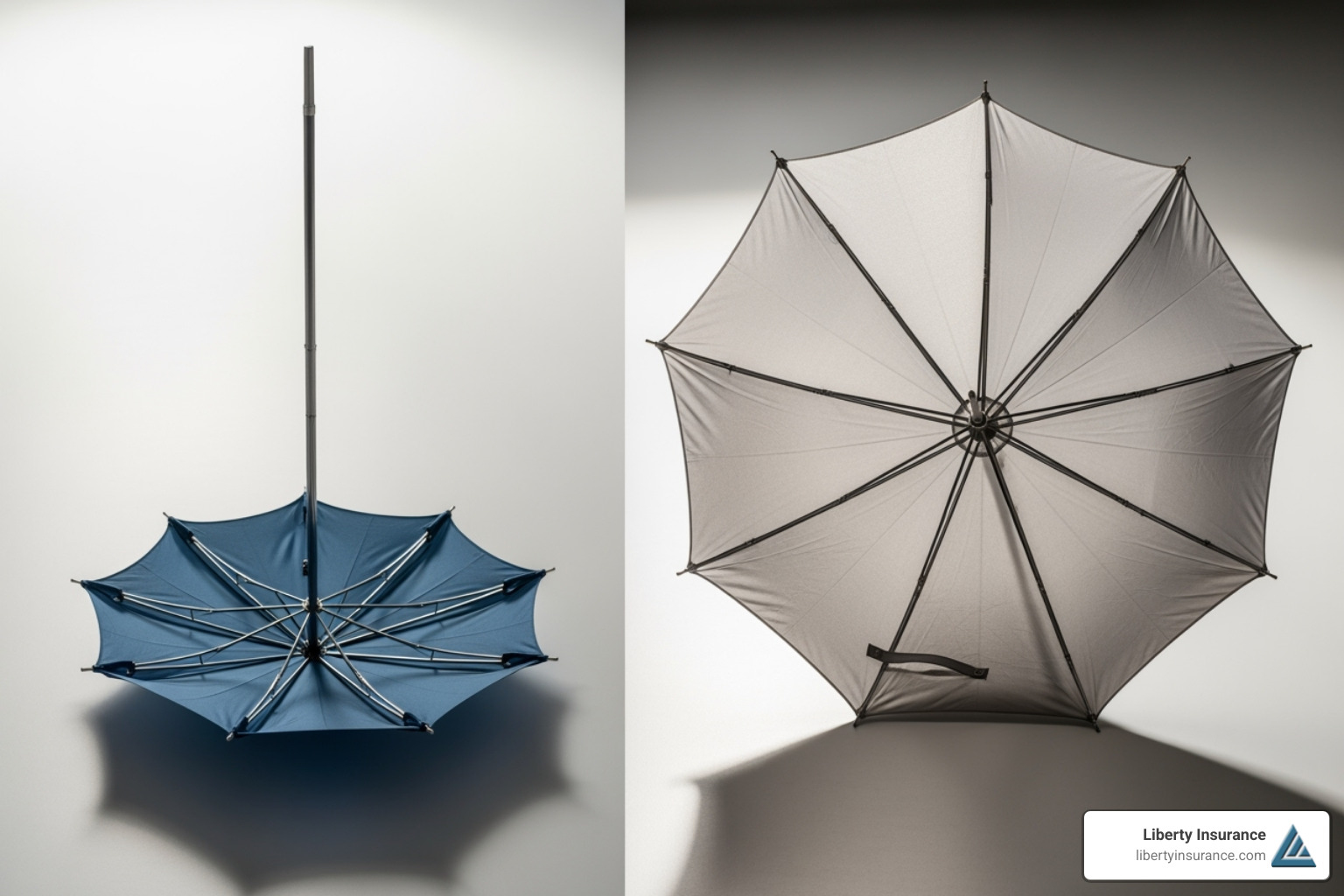 Image comparing a single-spoke umbrella (Excess) to a multi-spoke umbrella (Umbrella) - excess liability insurance definition Image comparing a single-spoke umbrella (Excess) to a multi-spoke umbrella (Umbrella) - excess liability insurance definition