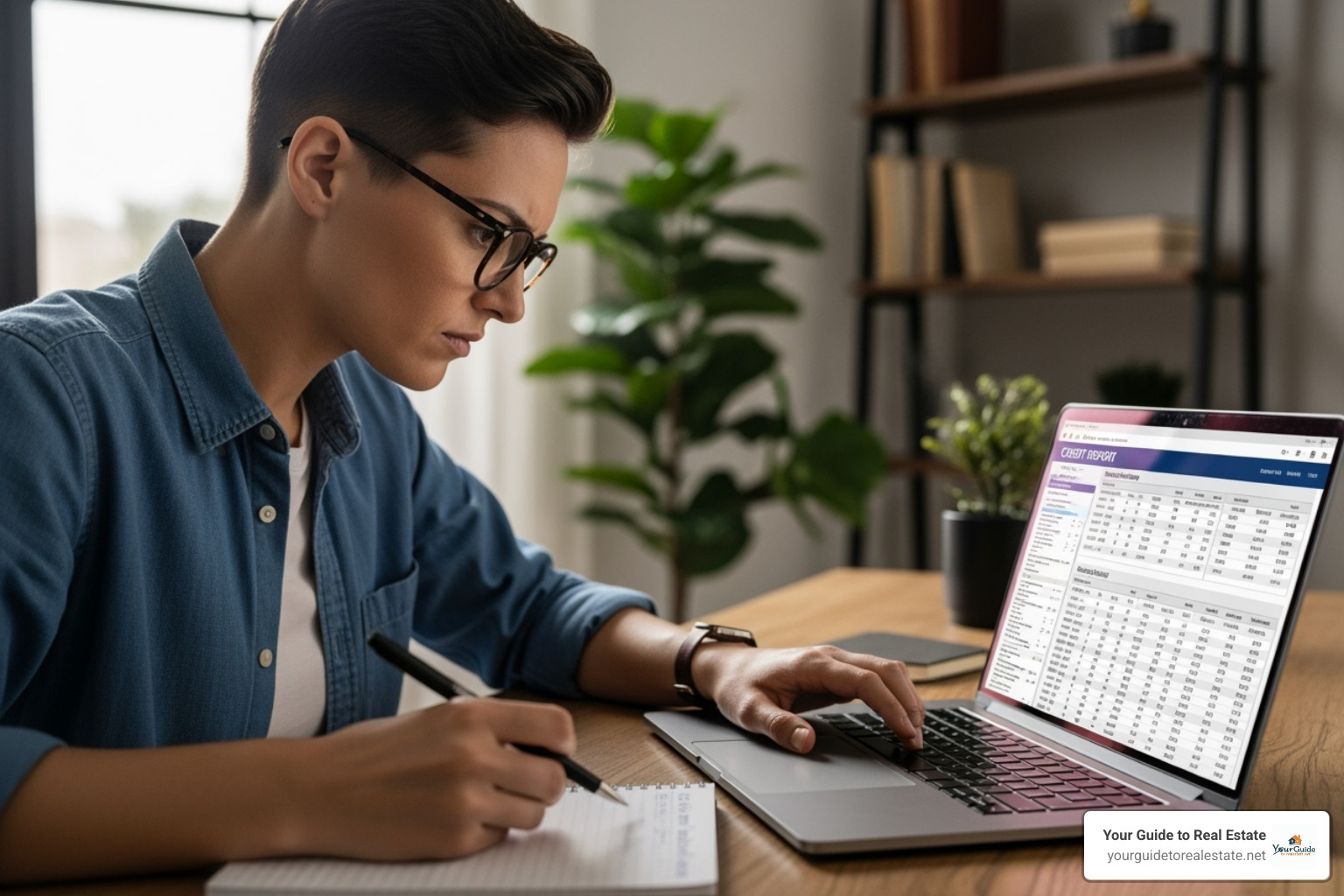 person reviewing their credit report - land loan interest rates