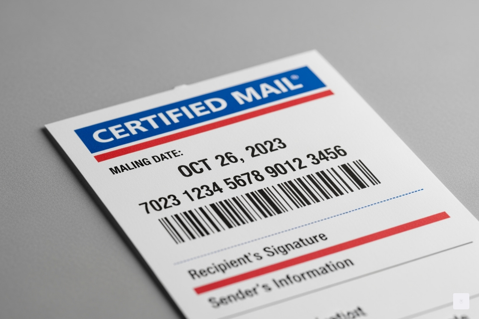 Image of a USPS Certified Mail receipt showing mailing date and tracking number - where to send form 1040