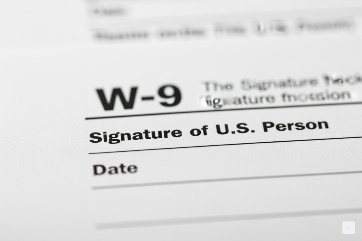 A close-up of the signature block in Part II of the W-9 form - how to fill w9 online pdf free