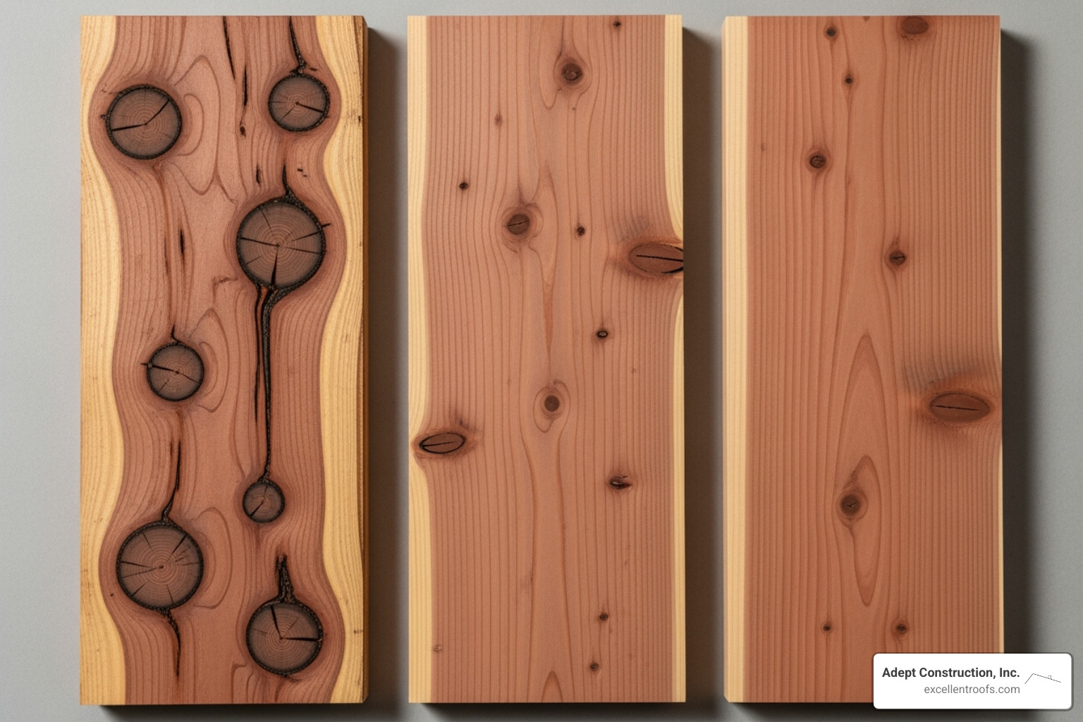 Different cedar grades from knotty to clear - cedar shake siding installation cost