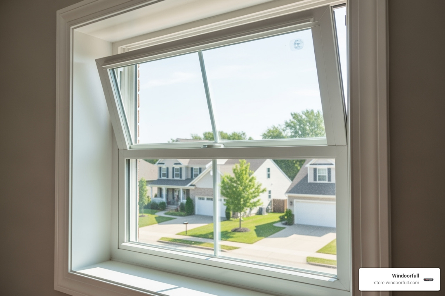 uPVC tilt-and-turn window in the secure, top-tilted ventilation position - durable uPVC windows uPVC tilt-and-turn window in the secure, top-tilted ventilation position - durable uPVC windows