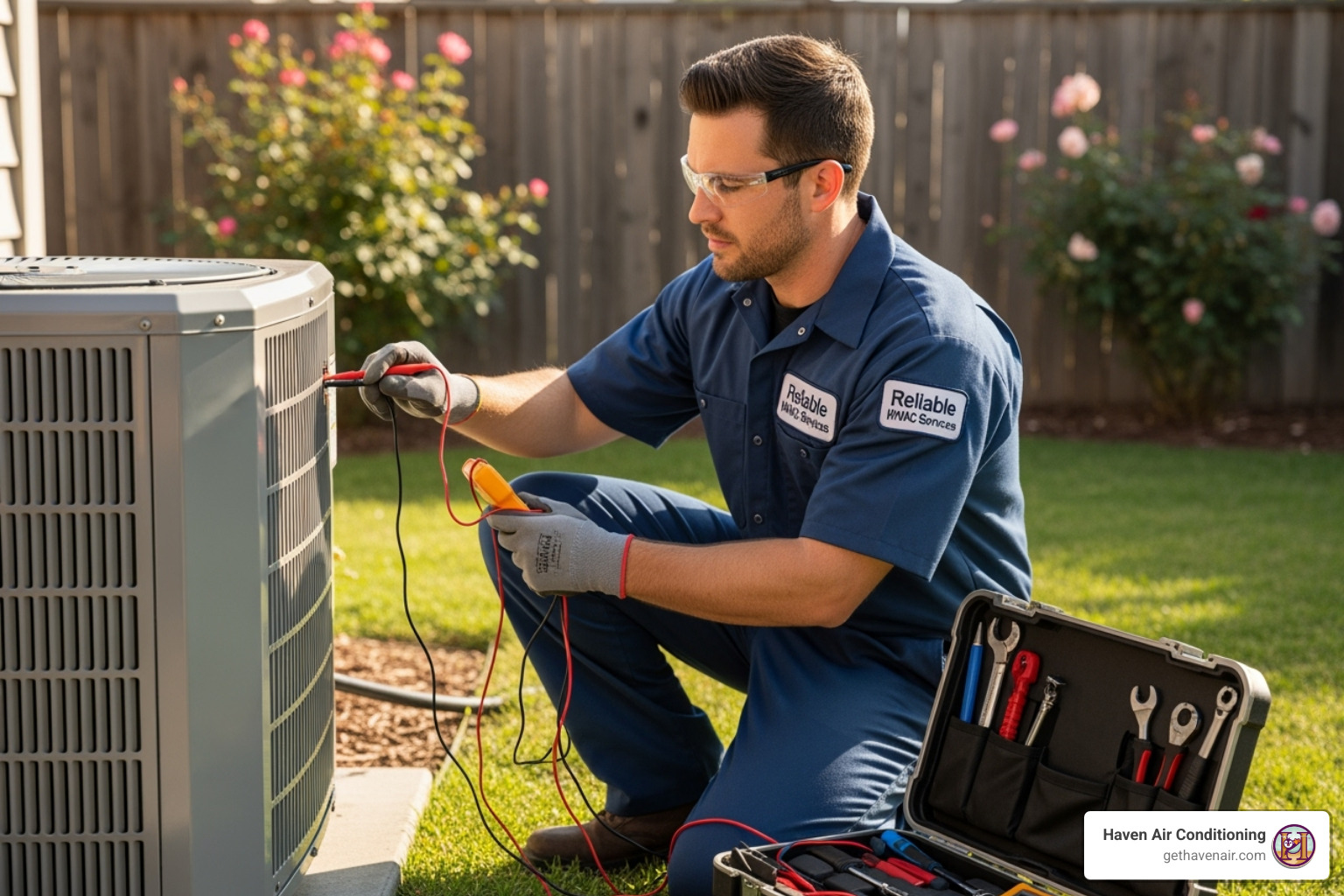professional technician servicing an outdoor AC unit - air conditioning service fullerton professional technician servicing an outdoor AC unit - air conditioning service fullerton