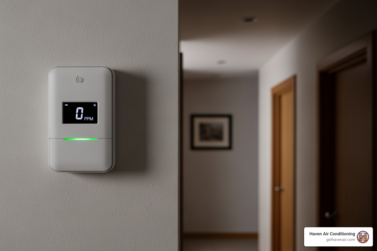 carbon monoxide detector in a home hallway - preventive furnace maintenance santa ana