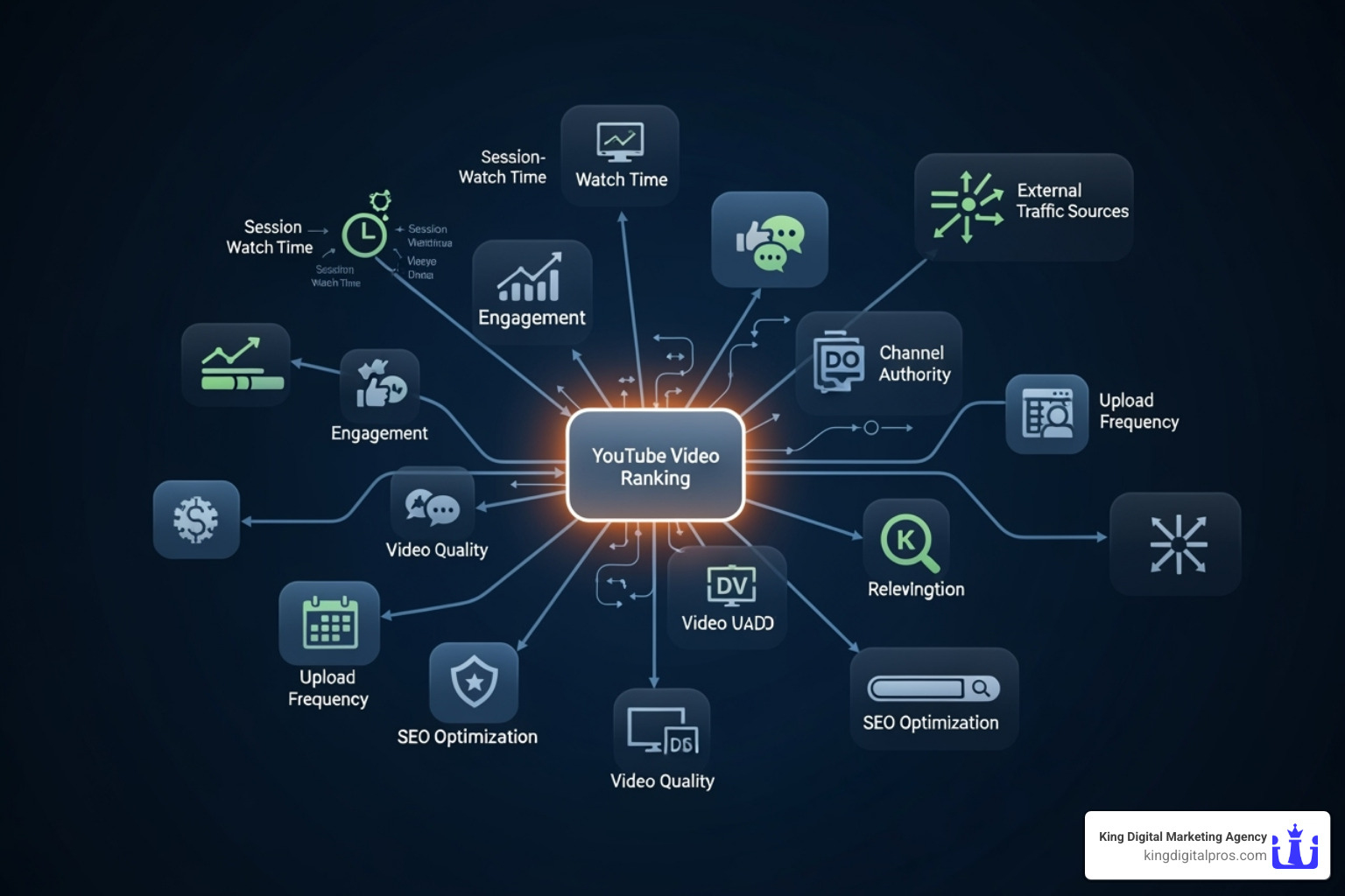 Image of a diagram showing key YouTube ranking factors - seo in youtube means