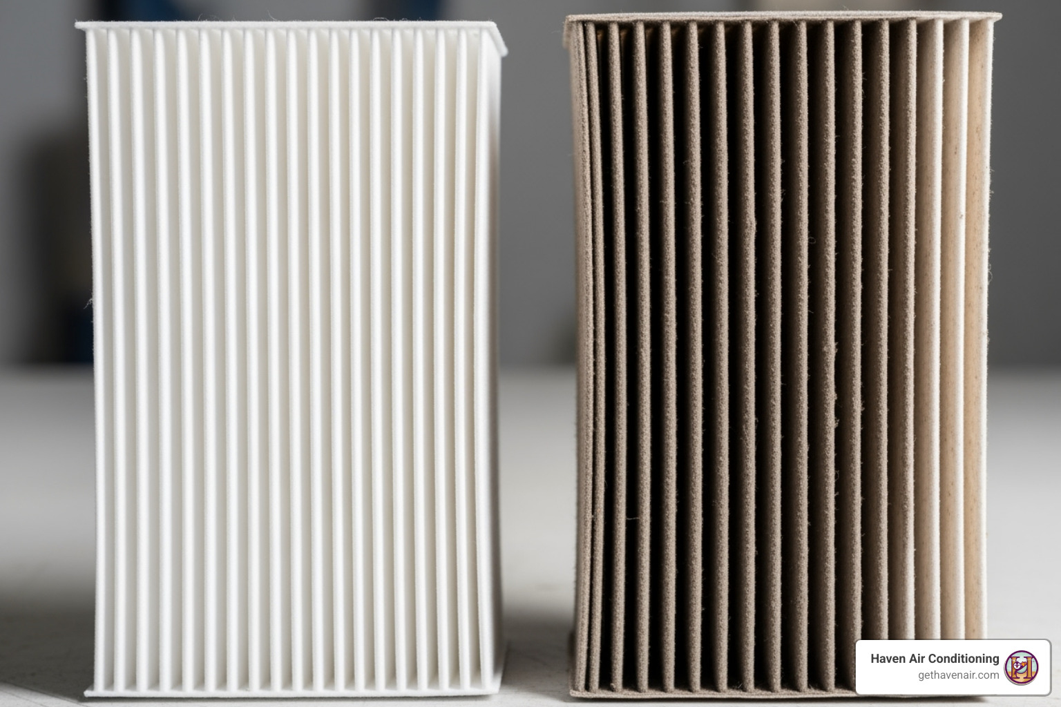 Comparison of a clean and a dirty air filter - air conditioner troubleshooting orange ca Comparison of a clean and a dirty air filter - air conditioner troubleshooting orange ca
