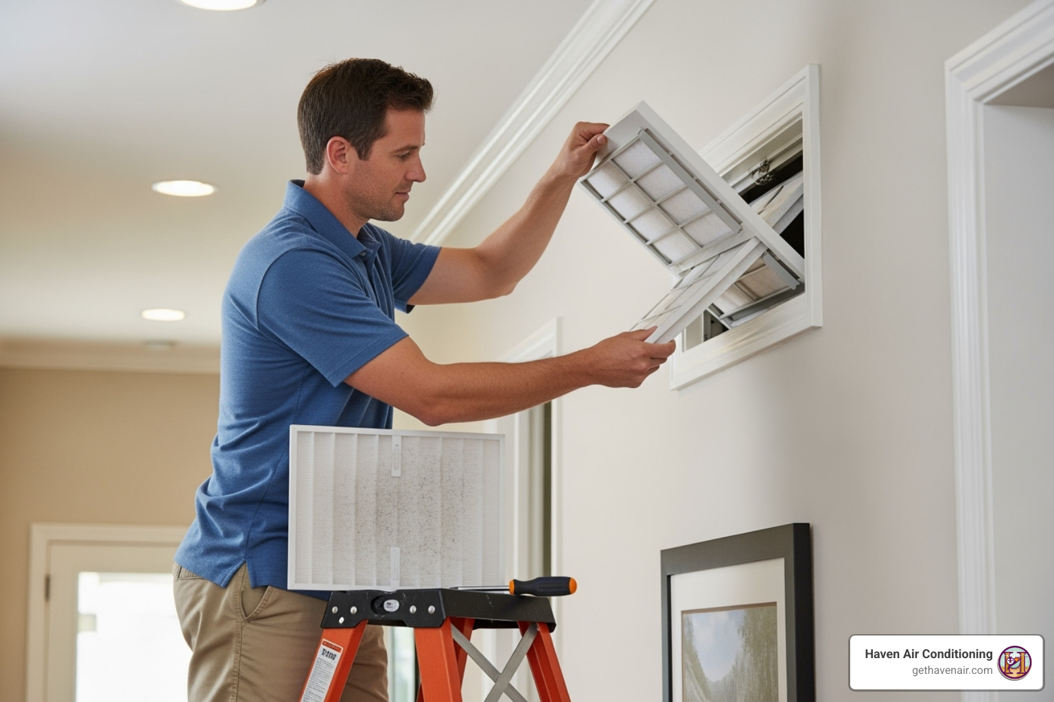 homeowner changing AC filter - ac installation irvine