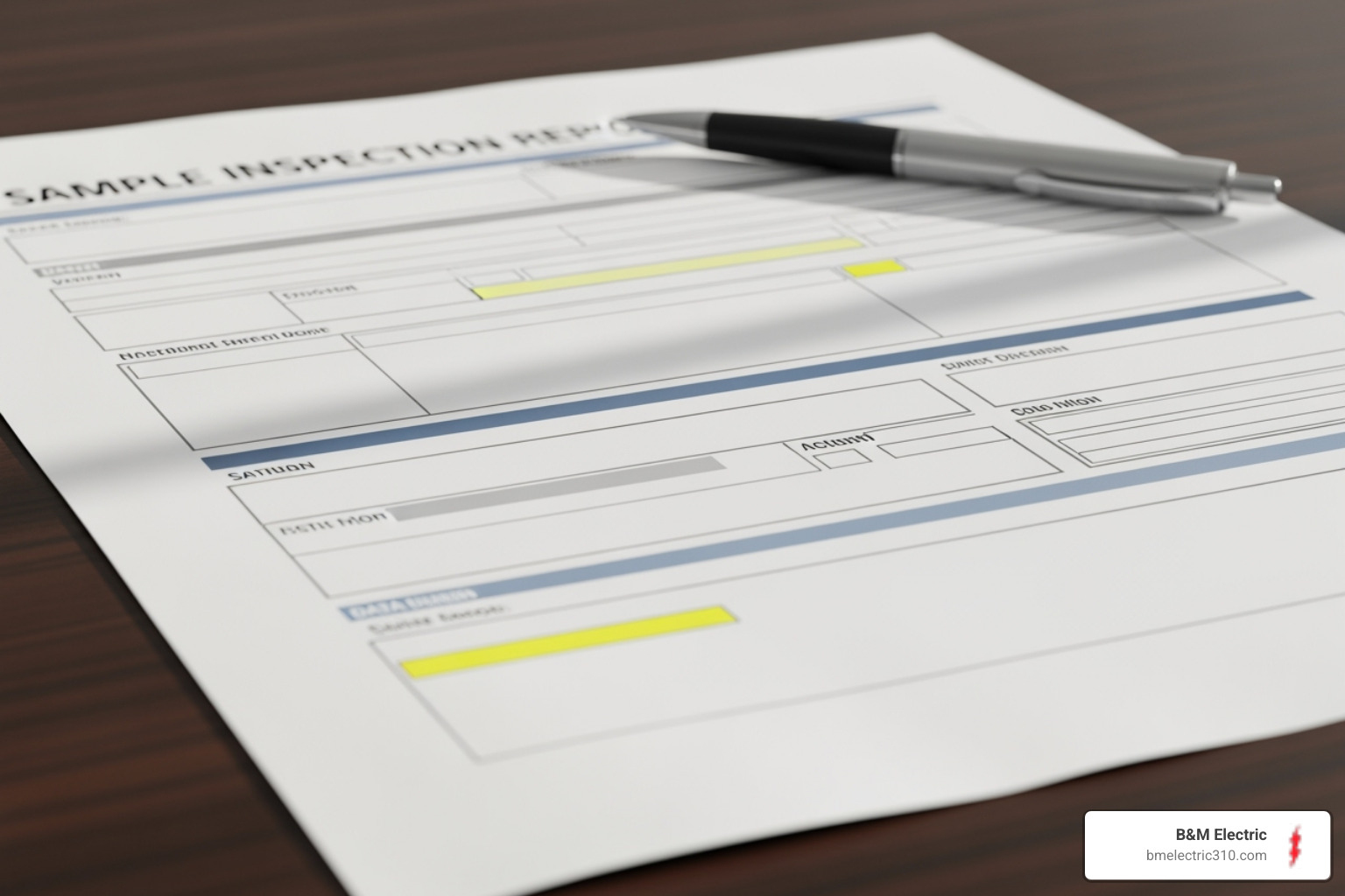 sample electrical inspection report with clear sections highlighted - commercial electrical inspection torrance