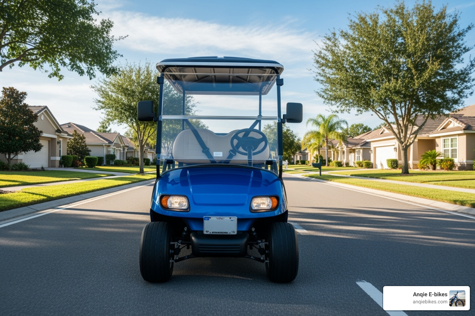 street legal golf cart highlighting key safety features like headlights, turn signals, and seatbelts - Street legal golf cart