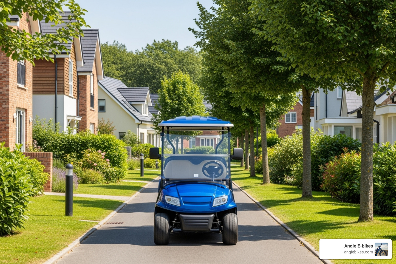 of a compact mini golf cart easily maneuvering through a narrow path in a community. - mini golf carts electric manufacturer of a compact mini golf cart easily maneuvering through a narrow path in a community. - mini golf carts electric manufacturer