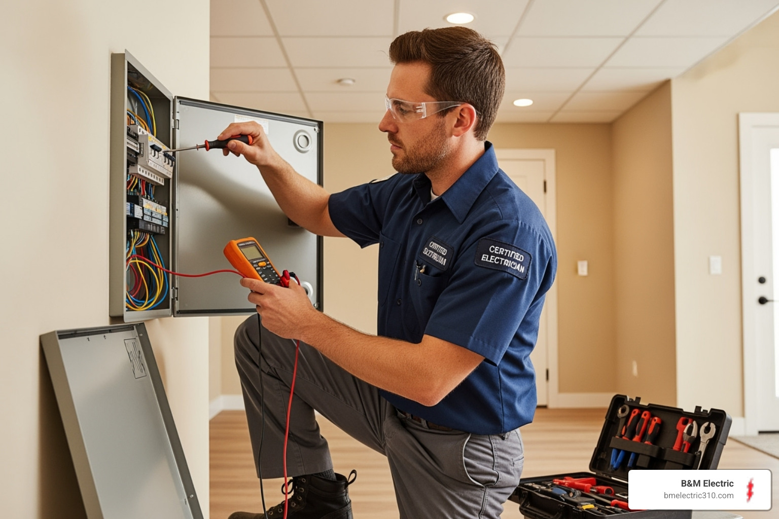 certified electrician performing repair - electrical repair near me torrance