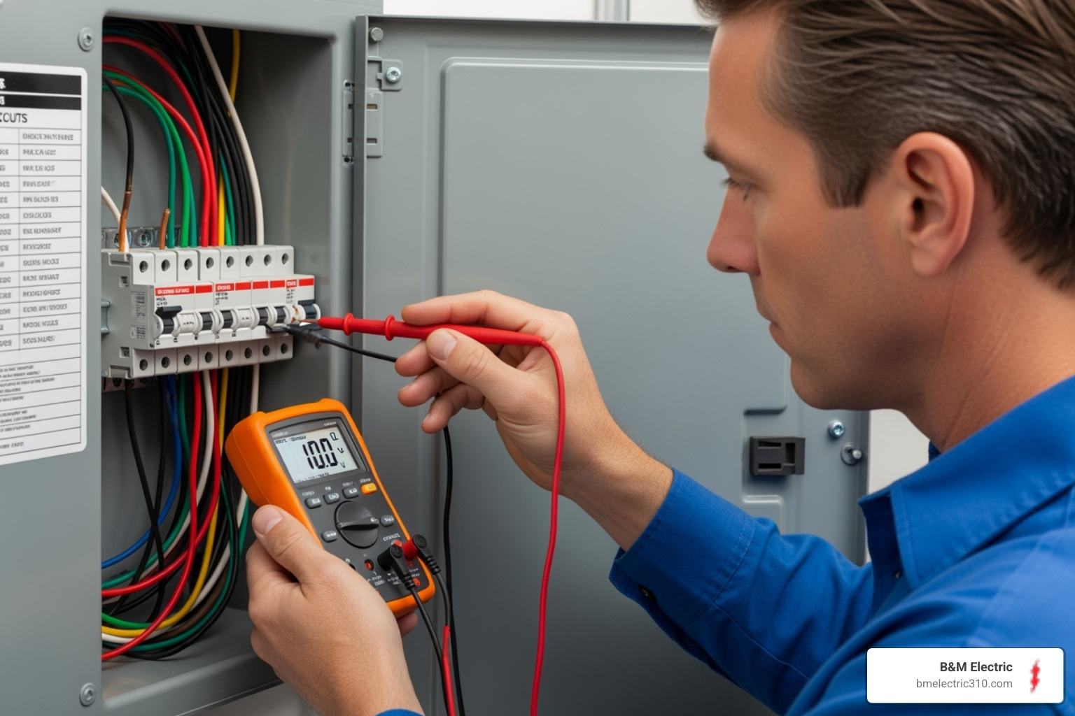 electrician testing panel - electrical panel inspection torrance