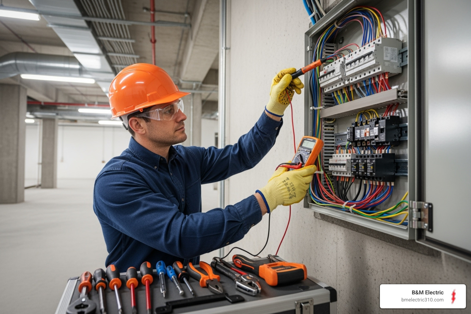 electrician inspecting wiring - electrical code audit torrance