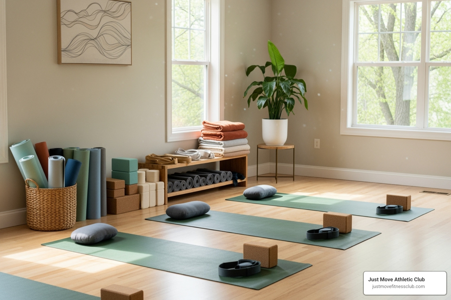 Yoga studio with various props like blocks, straps, and blankets - yoga classes winter haven Yoga studio with various props like blocks, straps, and blankets - yoga classes winter haven