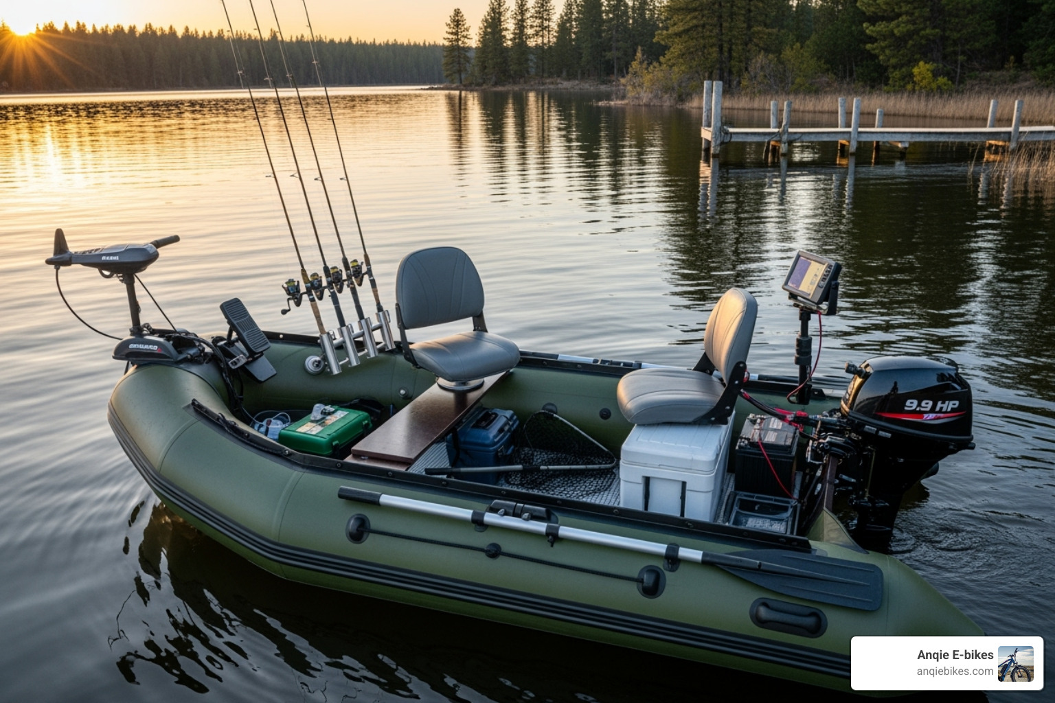 fully outfitted inflatable fishing boat with motor and accessories - inflatable fishing boat