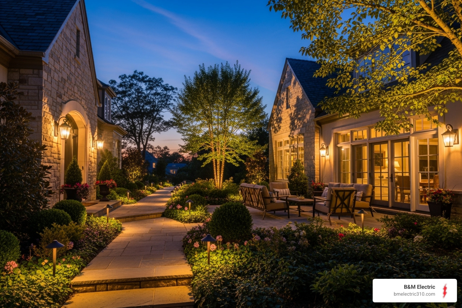 Variety of outdoor lighting fixtures including path lights, uplights, and wall sconces - outdoor lighting installation torrance