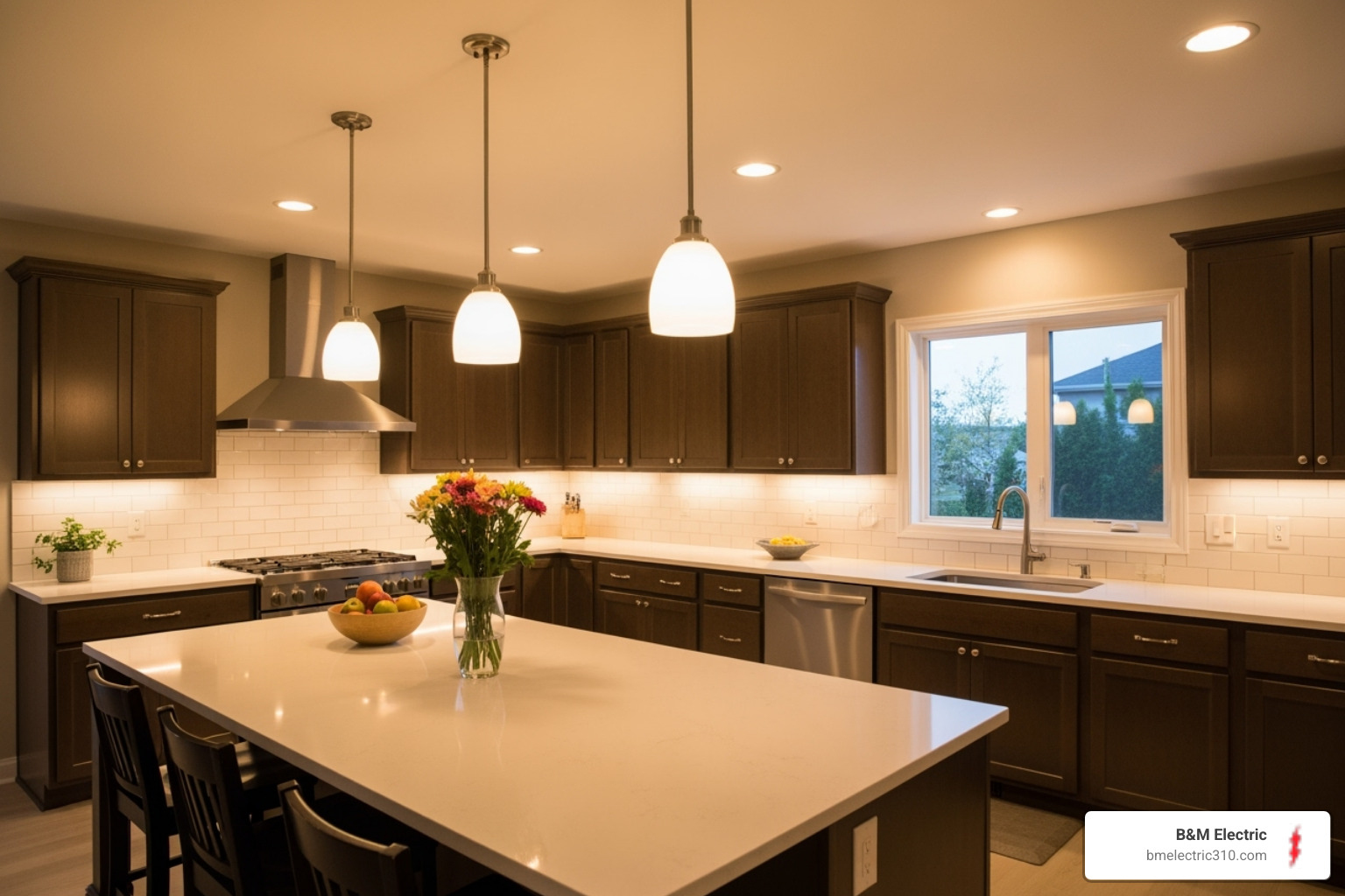 kitchen with layered lighting - indoor lighting installation torrance