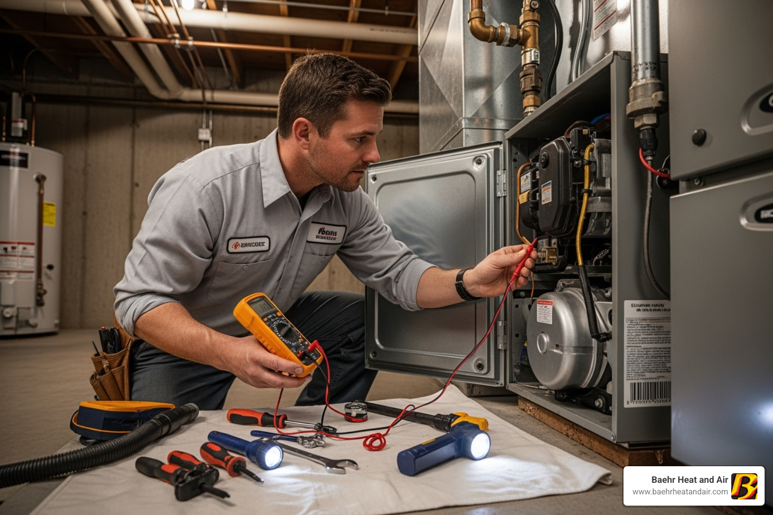 technician performing tune-up - heating replacement Grass Valley