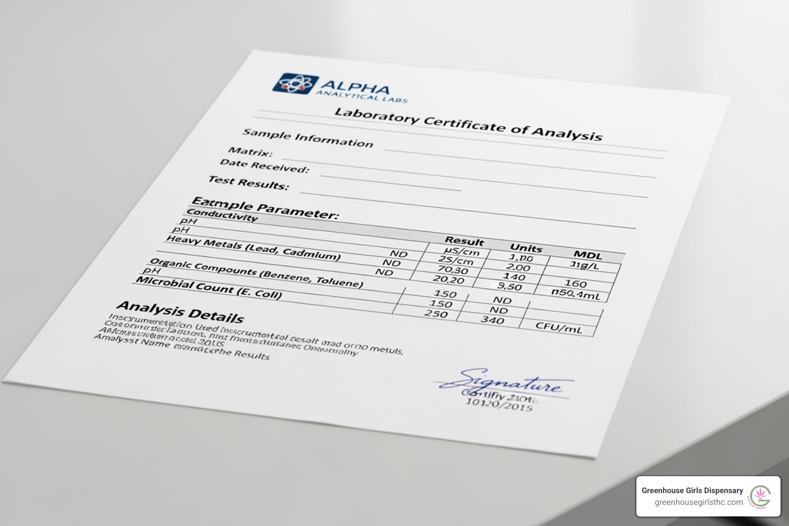 sample Certificate of Analysis - hemp derived THCa sample Certificate of Analysis - hemp derived THCa