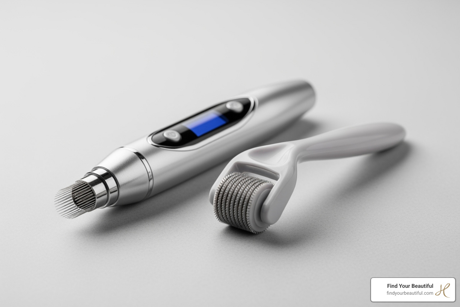 Comparing a professional microneedling device with an at-home derma roller - microneedling depth for acne scars Comparing a professional microneedling device with an at-home derma roller - microneedling depth for acne scars