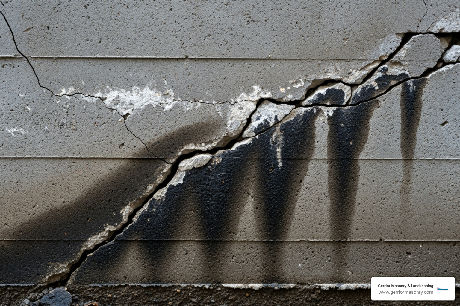 cracked foundation wall due to water pressure - french drain under sidewalk