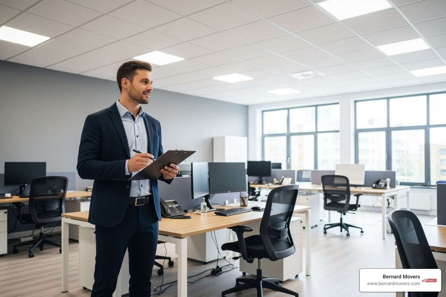 a moving estimator assessing an office space for a quote - commercial movers near me a moving estimator assessing an office space for a quote - commercial movers near me