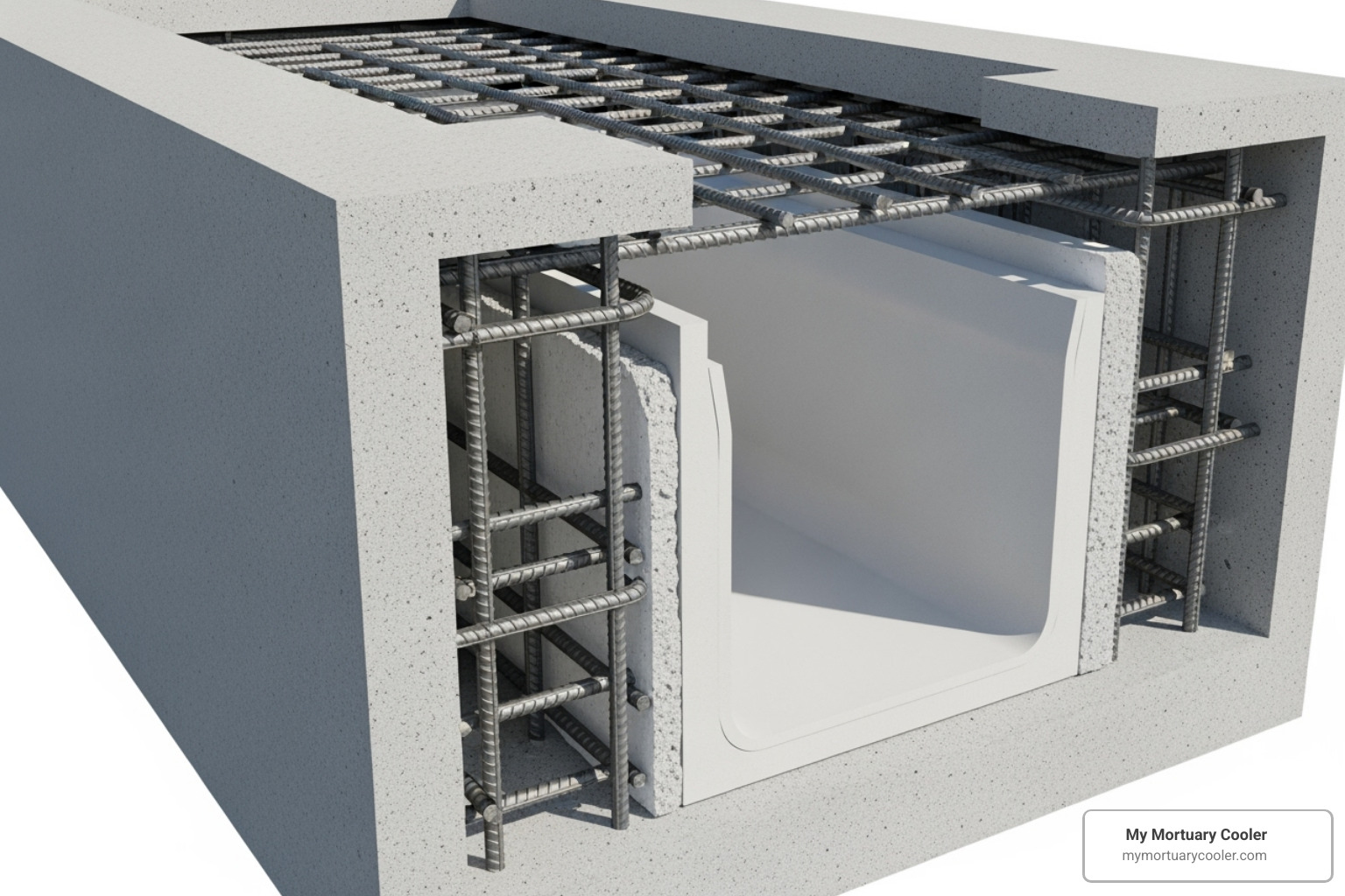 cross-section of a reinforced concrete burial vault - concrete burial vaults for sale