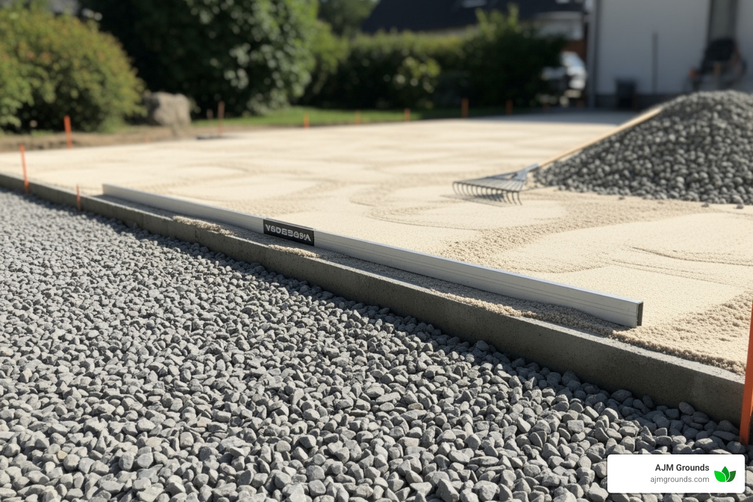 patio under construction showing the base layer preparation - patio construction companies near me