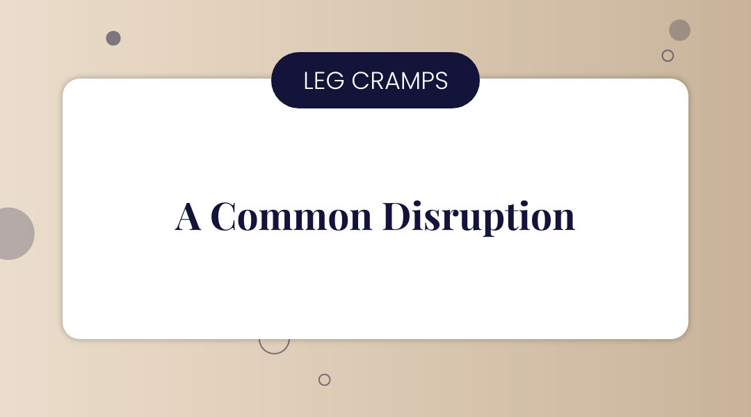infographic showing leg cramp statistics with icons: 60% of adults experience night leg cramps, 40% of pregnant women get leg cramps, 75% of cramps happen at night, 33% of people over 60 have cramps at least once every two months - leg cramps otc treatment infographic simple-info-landscape-card