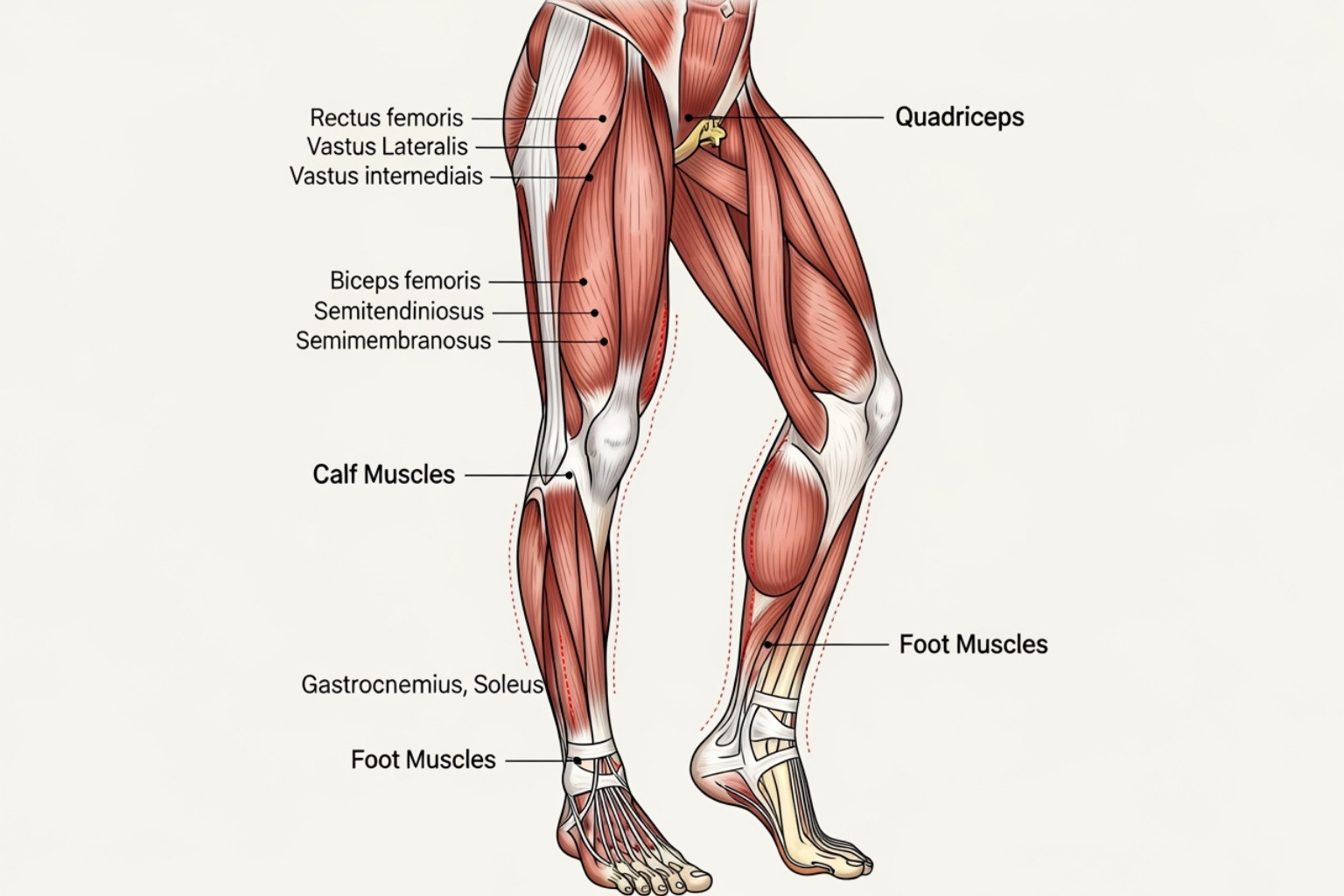 illustrating common leg muscles affected by cramps - leg cramps otc treatment