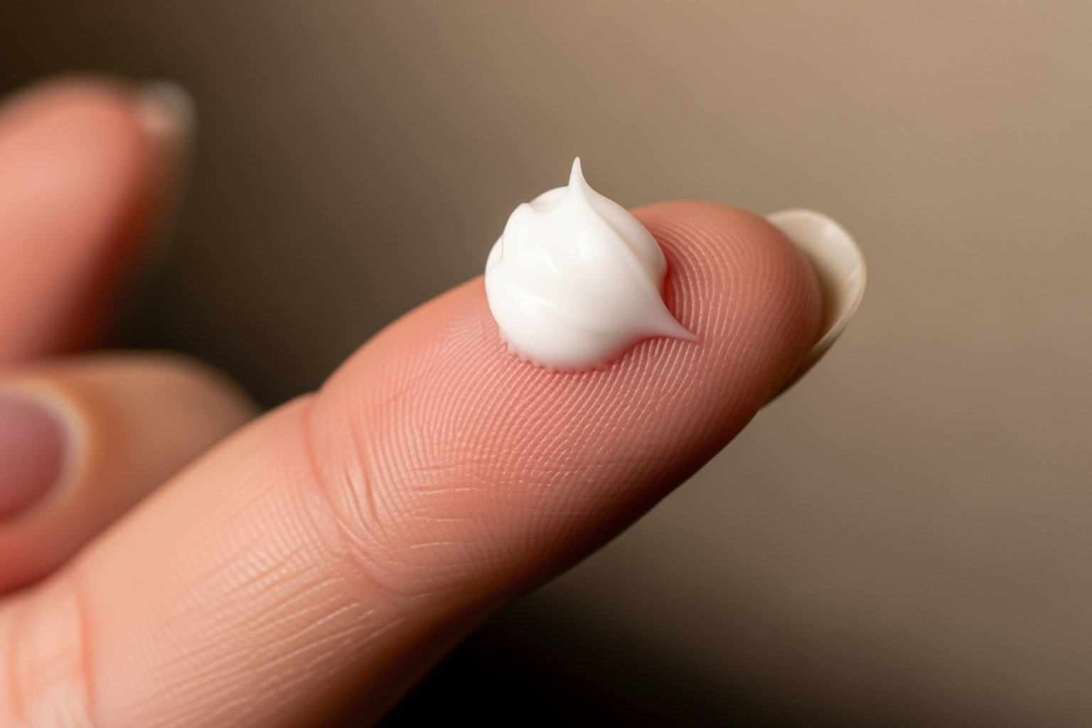 Pea-sized amount of cream on fingertip - muscle rub cream
